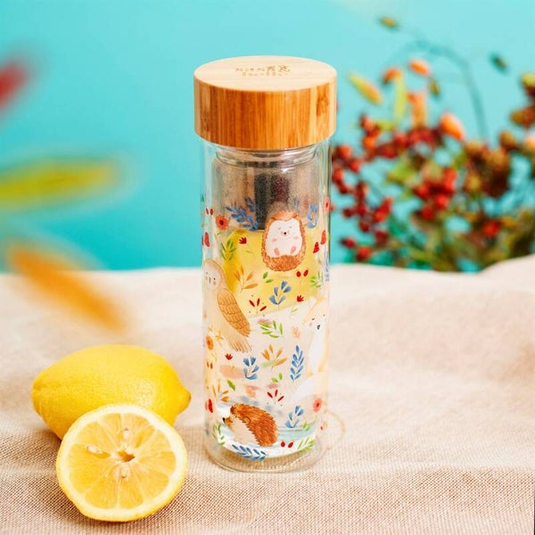 FOREST FOLK GLASS WATER BOTTLE WITH INFUSER