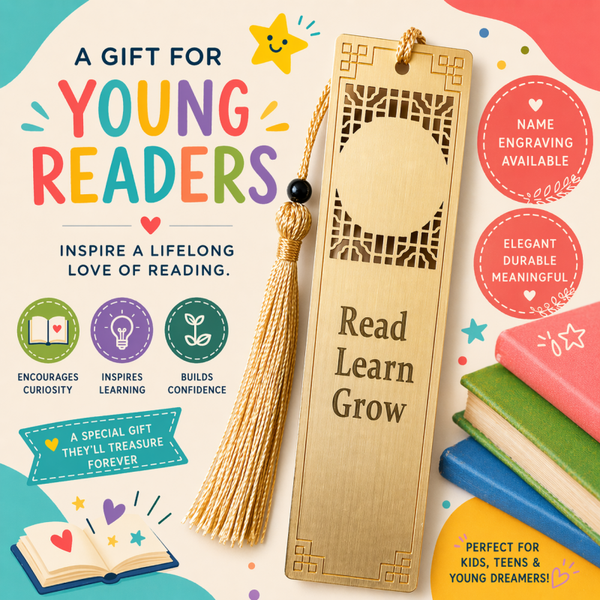 Personalized Brass Bookmark with Tassel – Choose Your Design