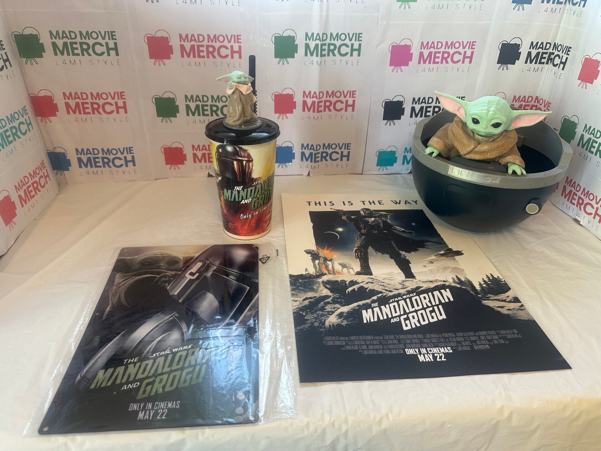 Mandalorian and Grogu movie Hover Pram Popcorn Bucket and Drinks cup bundle