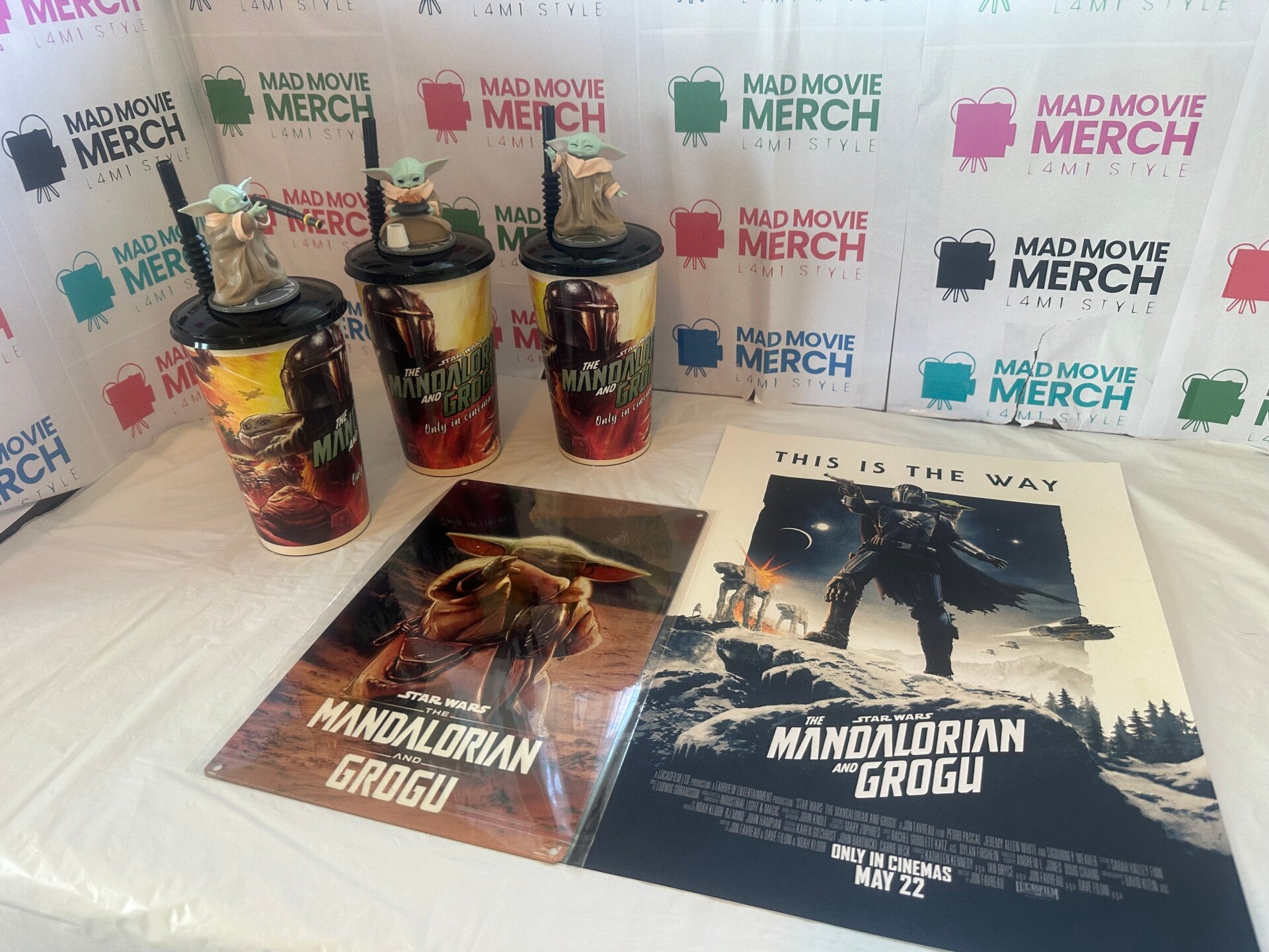 Mandalorian and Grogu Drinks cup and Topper set of 3 bundle