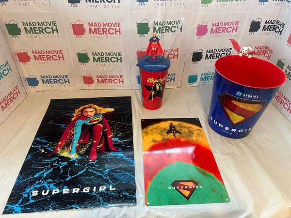 Supergirl Movie Popcorn bucket Drinks cup and poster bundle