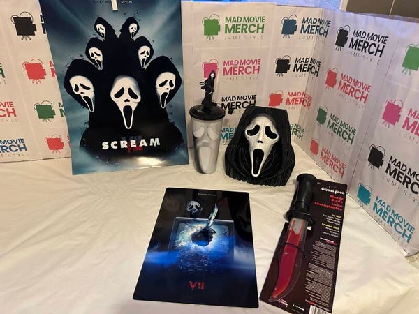 Scream 7 Popcorn Bucket Drinks Cup with Ghostface Topper and Poster Bundle