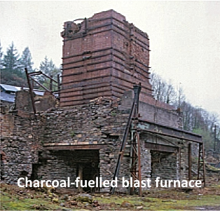 Charcoal-fuelled blast furnace