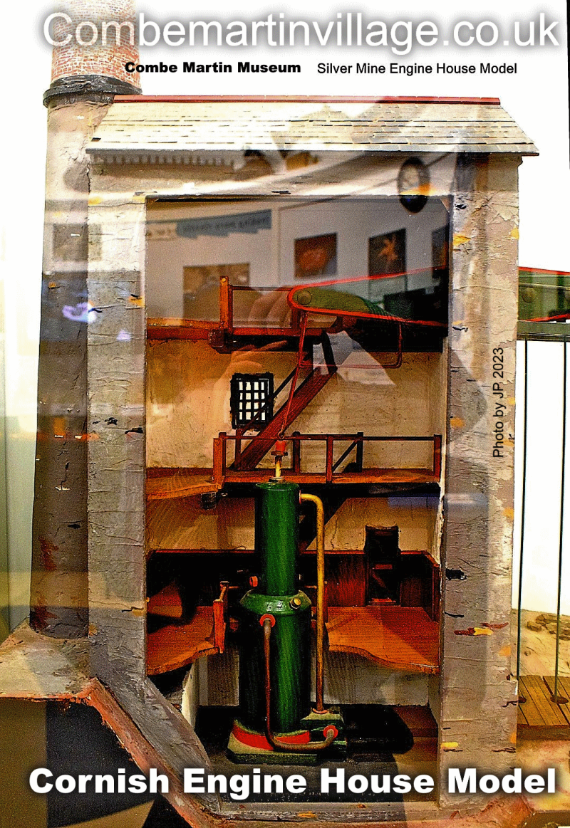 Model of a mining engine house, on display at Combe Martin Museum in Noth Devon