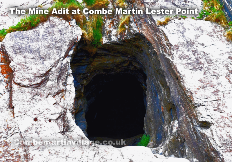 Combe Martin mine adit or tunnel, on Combe Martin beach in North Devon, England