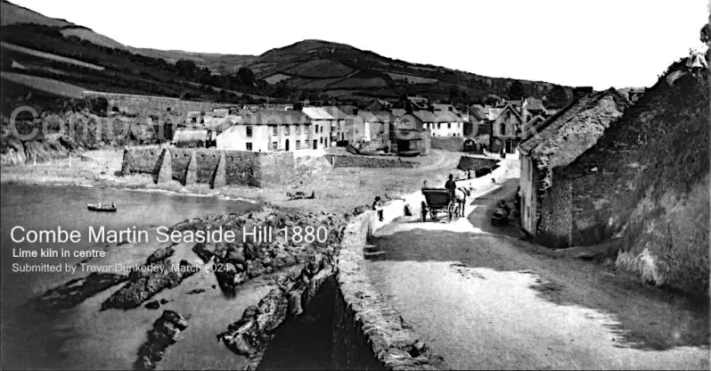 Old Photo of Combe Martin Seaside Hill about 1880
