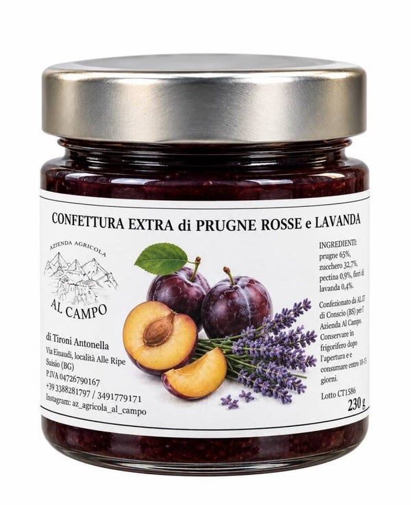 Confettura extra di prugne rosse e lavanda