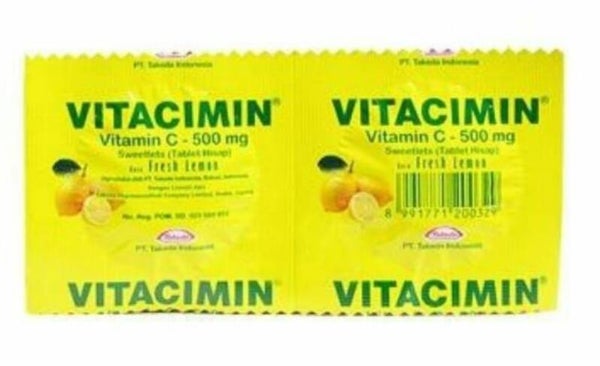 I042 :  Vitacimin Vit-C 500mg Tablet Hisap (5 strip isi 10 tablet)