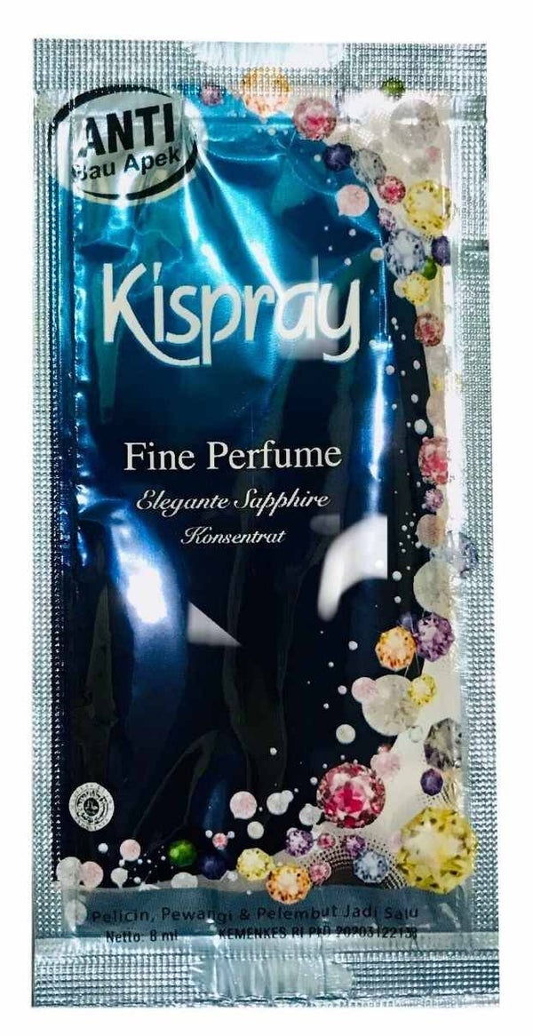 J126 :  Kispray Biang Pelicin Pakaian Fine Parfume Elegante Sapphire 8ml x 6 sachet