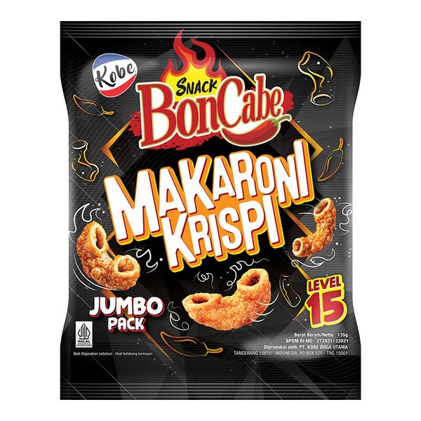 F052 :  Kobe Bon cabe   Makaroni  Snack  Lev 15   150g