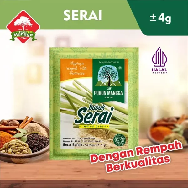 Cap Pohon Mangga Bubuk Serai 4g x 3 sachet