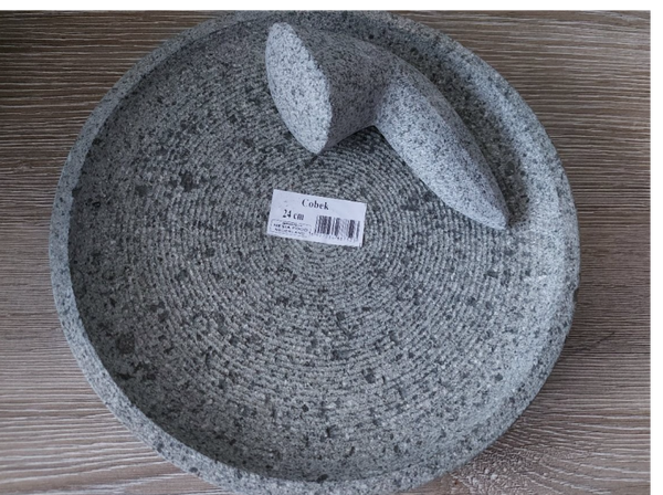 J029 :  Nesia Cobek Stenen 24cm + Ulekan