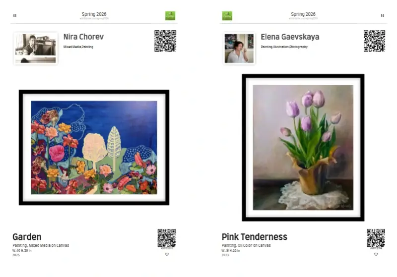Original oil  painting "Pink Tenderness"by Elena Gaevskaya.on page 56 of catalogue