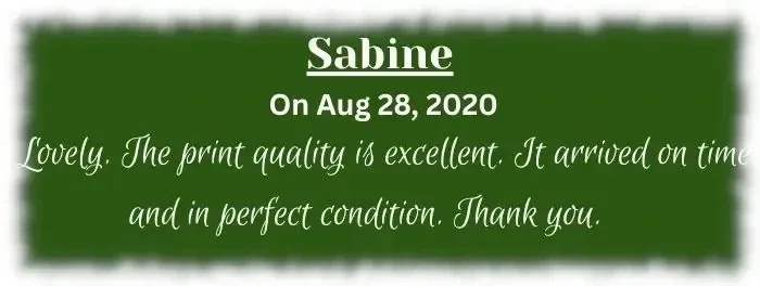 feedback from customer Sabinne.