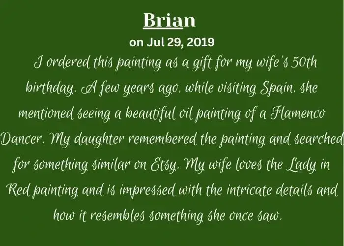 feedback from customer Brian.