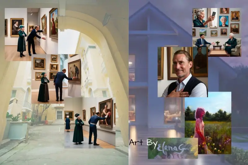 The night residence, decorated in a gentle light blue, displays Elena's original portrait paintings, logo, and blog character portraits.