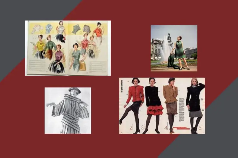Collage with examples of soviet fashion's models.