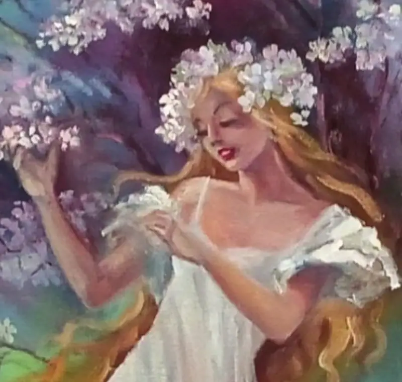 Original oil painting by Elena Gaevskaya. Fragment from "Spring" part.
