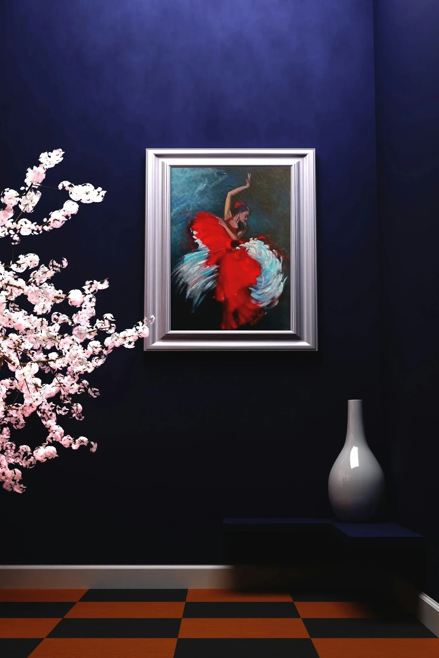 Original oil paintingFlamenco in Red" in the interior. by Elena Gaevskaya.