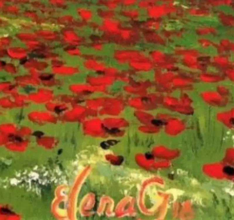 The close-up of the signature of the oil painting "Tuscany. May."