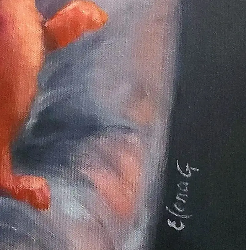The snippet of the painting "Art & Life" with the author's signature.