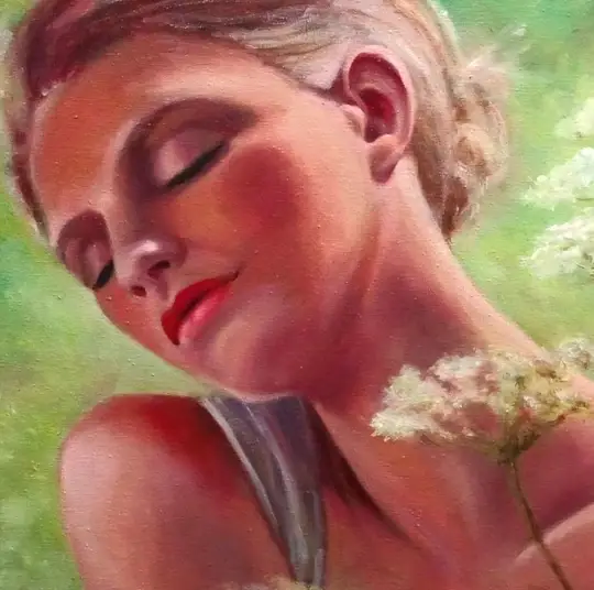 Close-up of a fragment of the oil painting "Heat" by ElenaG.