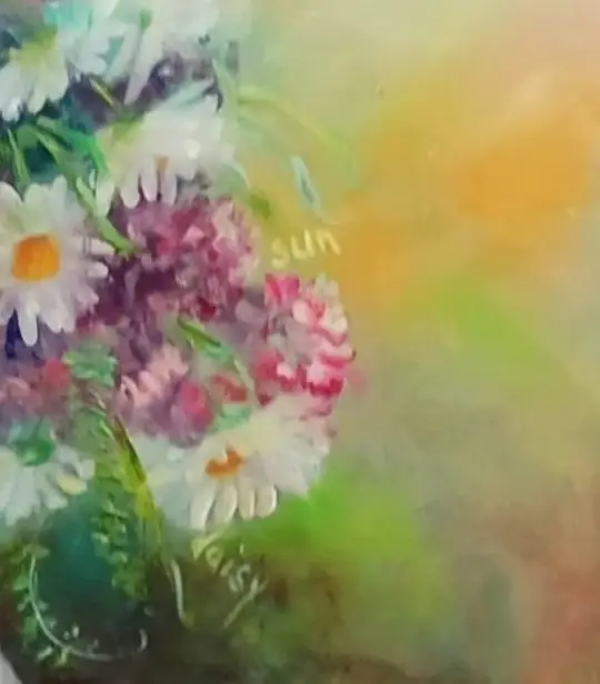 The close-up of the snippet from the portrait ''Summer Secrets" by ElenaG with wild field flowers.