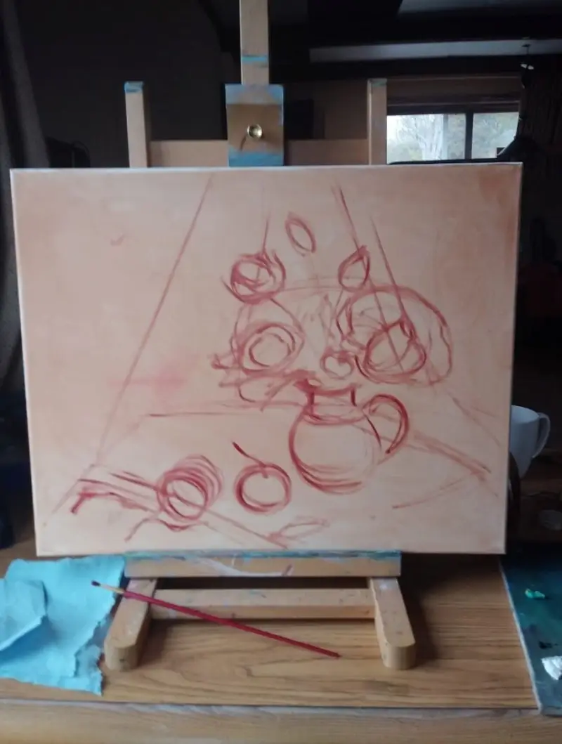 The begiining of creation of "Joy of Summer." Original artwork by ElenaG from her still life series.