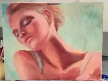 The following part of the creation of the oil painting titled "Heat" with the continuities with woman' head.