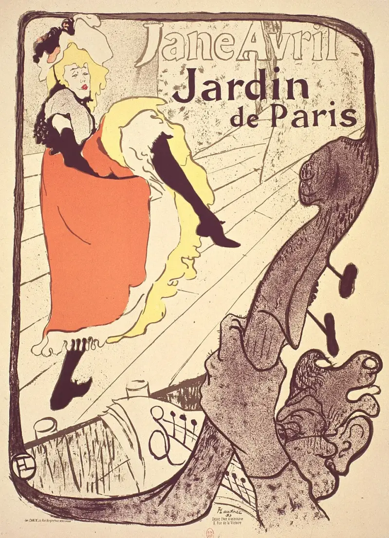 Paris cabaret dancer Jane Avril illustrated by Toulouse-Lautrec.
