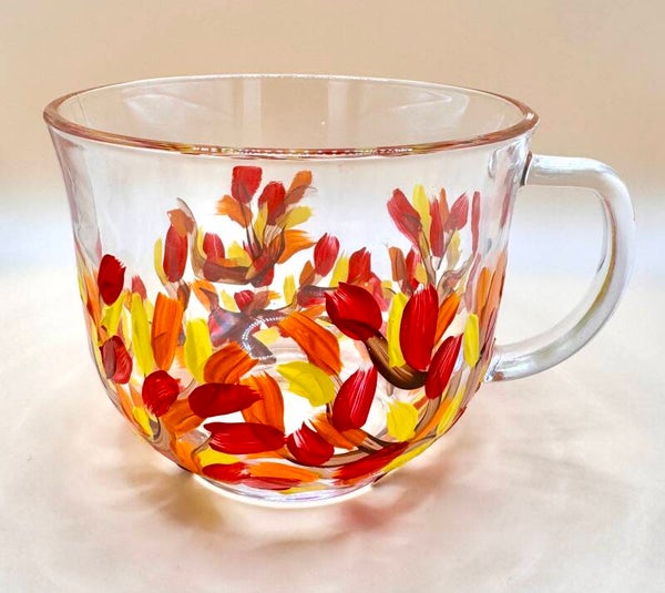 Modern Fall Leaves Glass Mug