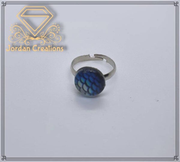 ADJUSTABLE RING WITH ACRYLIC STONE (AQUA)