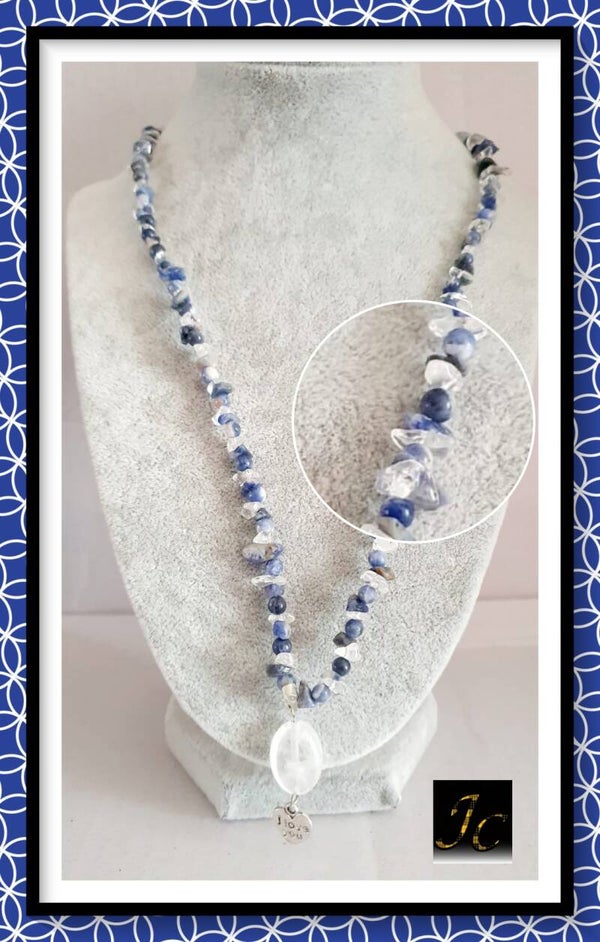 N-6013 split lapiz lazuli and clear crystal