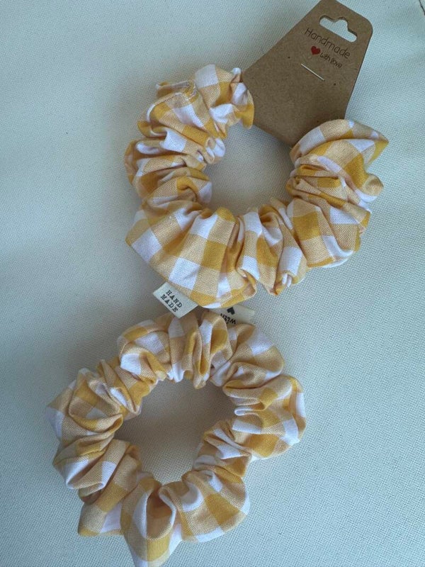 Scrunchie gelb kariert