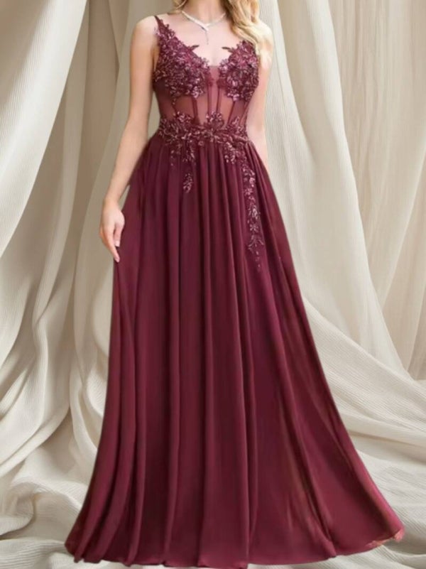 Bordeauxrode Galajurk Met Kant En Tule