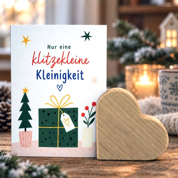 Kartenhalter Herz aus Buchenholz 8 x 8 cm