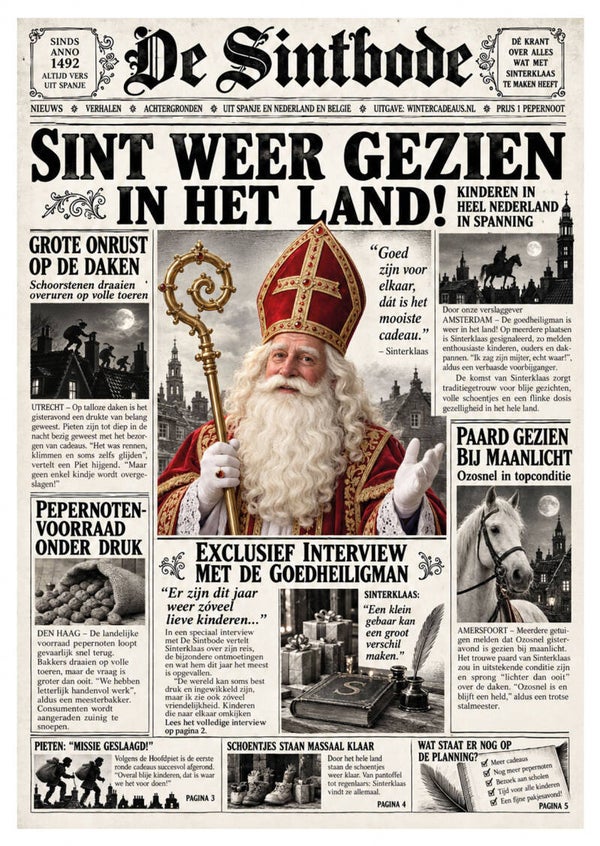 Sinterklaaskaart  De Sintbode Sinterklaaskrant