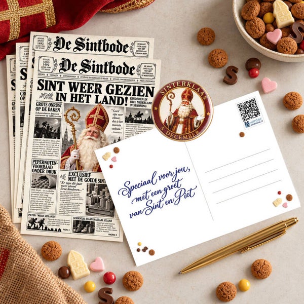 Sinterklaaskaart met button 5 December