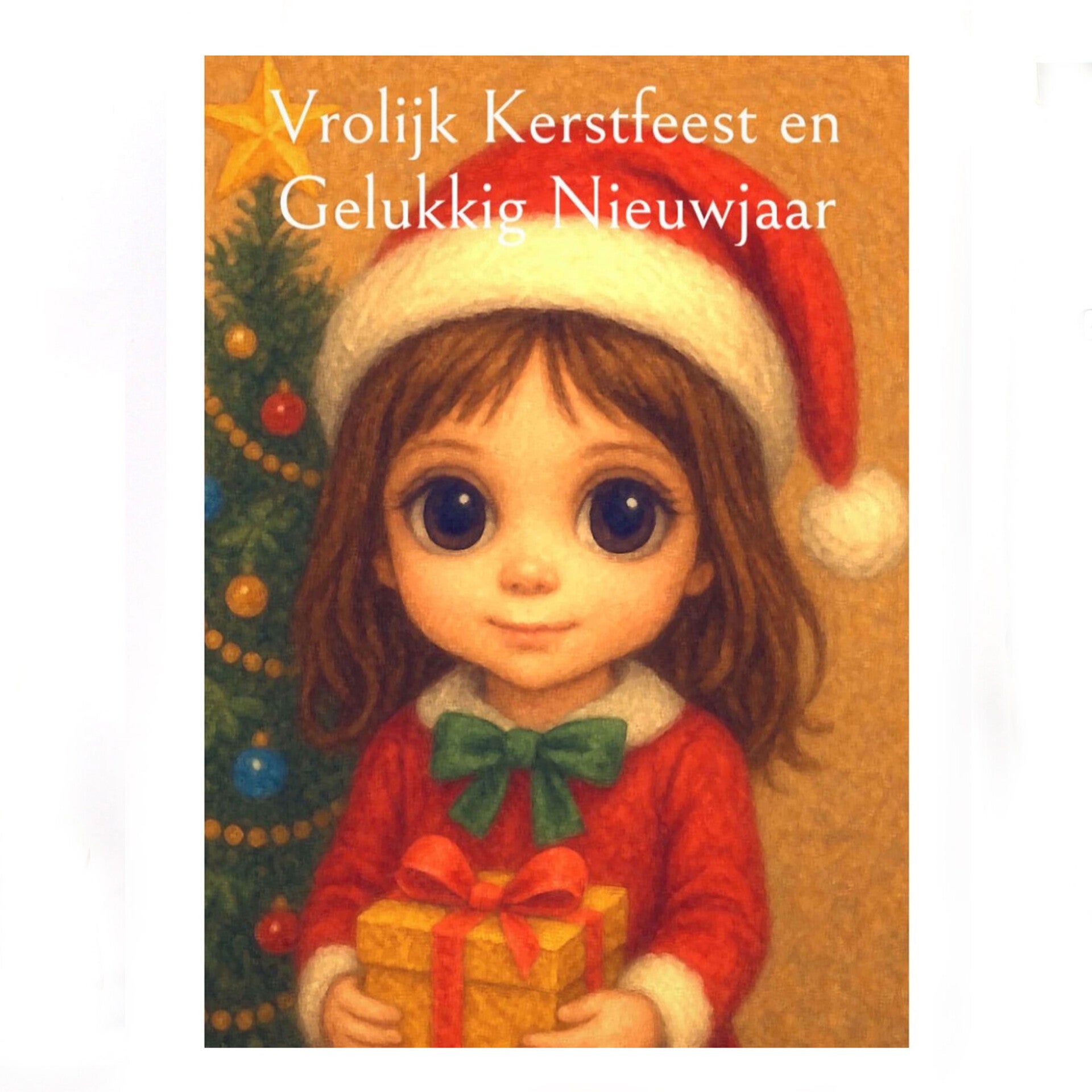 Kaart Vrolijk Kerstfeest en Gelukkig Nieuwjaar meisje