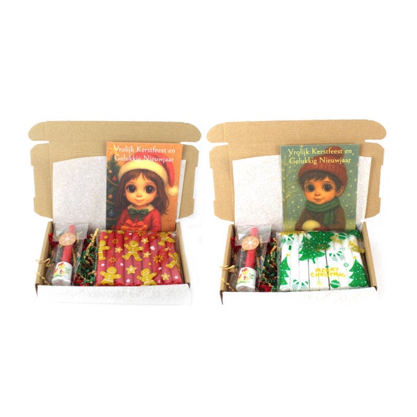 Mini kandelaar met 10 witte of rode kaarsen en Kerstkaart