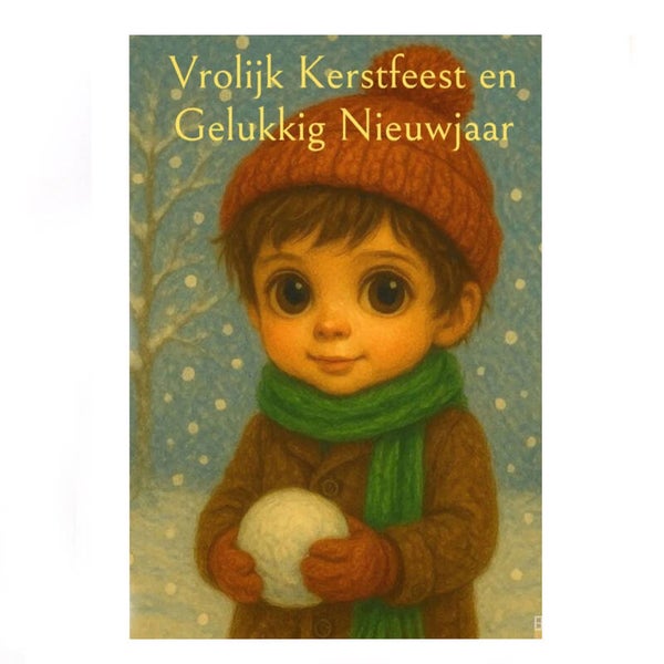 Kaart Vrolijk Kerstfeest en Gelukkig Nieuwjaar jongen