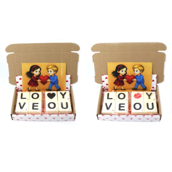 8 letterkaarsen  LOVE ♥YOU met lieve retro nostalgische kaart