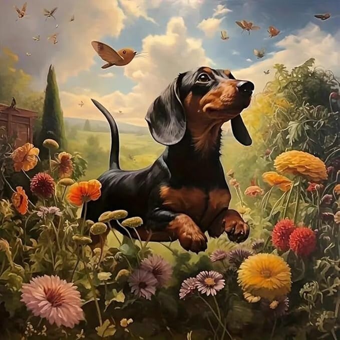 Diamond painting - Teckel - canvas 40x30 cm - schilderij 35x25 cm