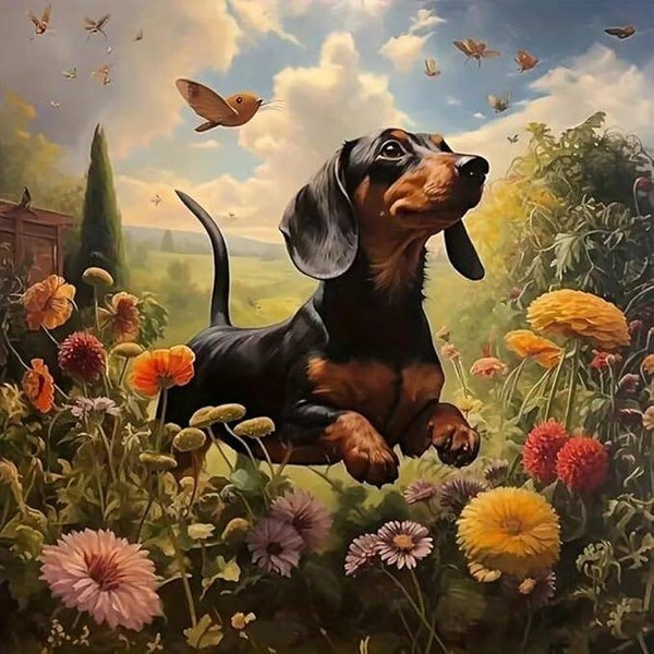 Diamond painting - Teckel - canvas 40x30 cm - schilderij 35x25 cm