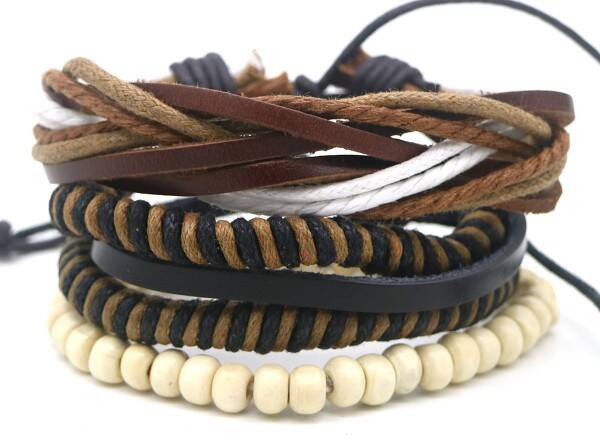 Heren Armbandenset Leer