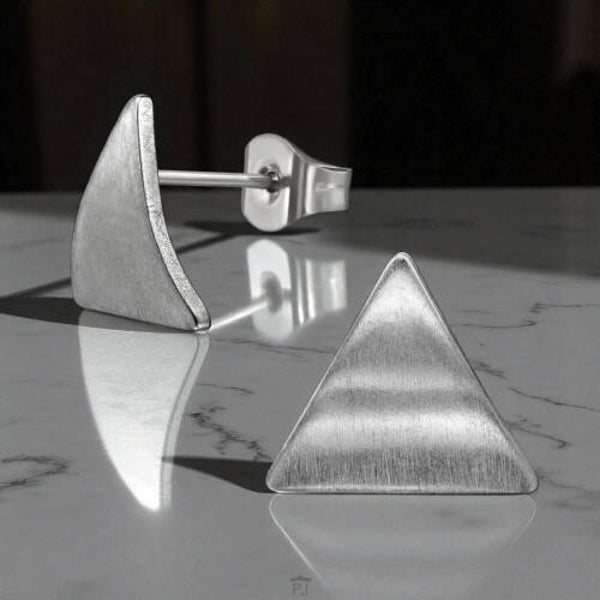 Oorbellen gebogen driehoek RVS