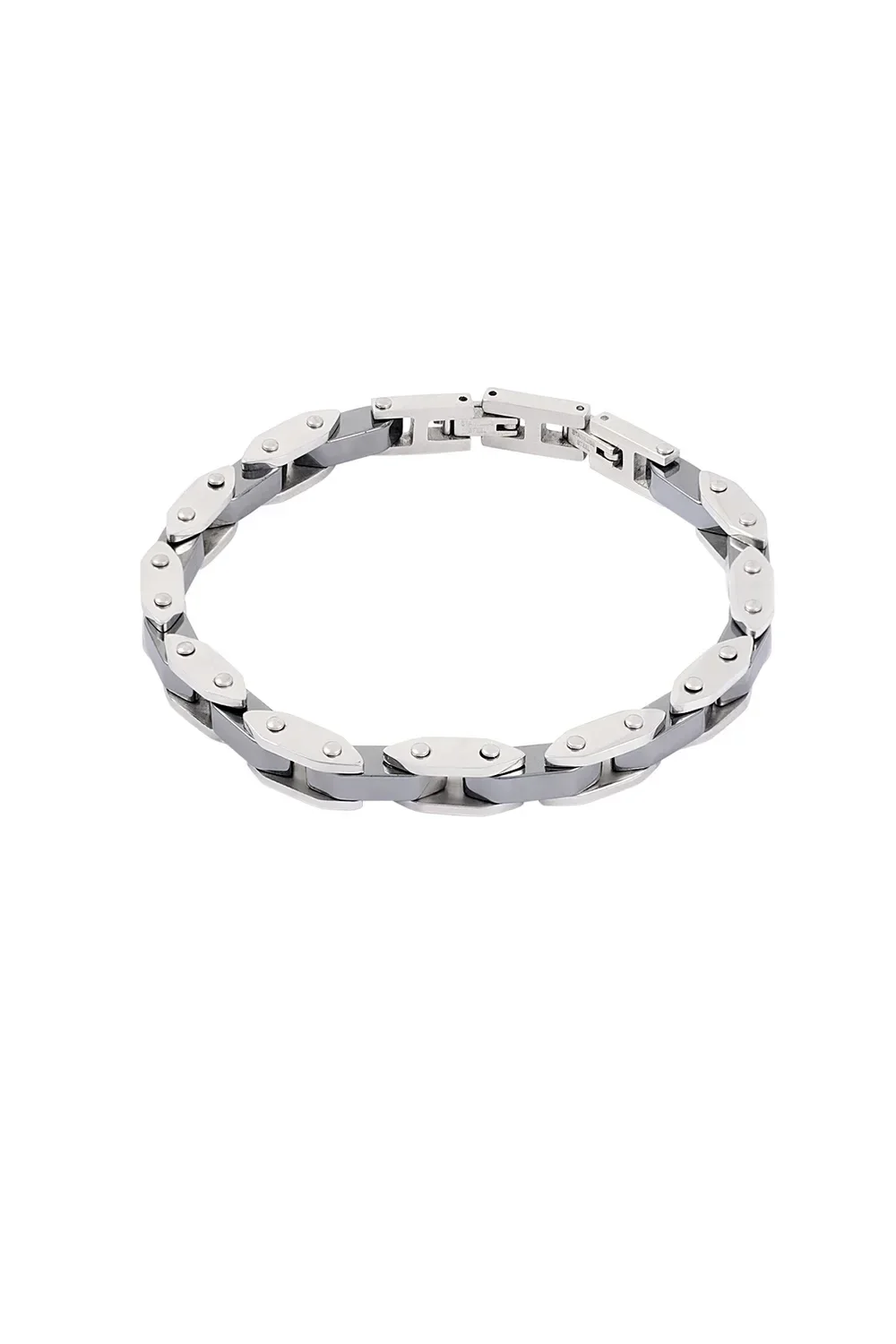 Herenarmband dubbel geketend Stainless steel met keramiek