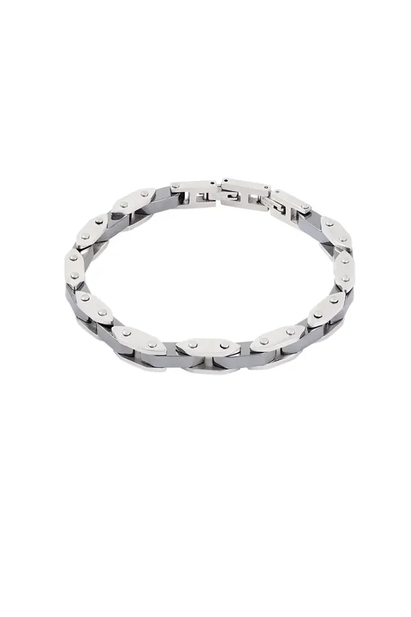 Herenarmband dubbel geketend Stainless steel met keramiek