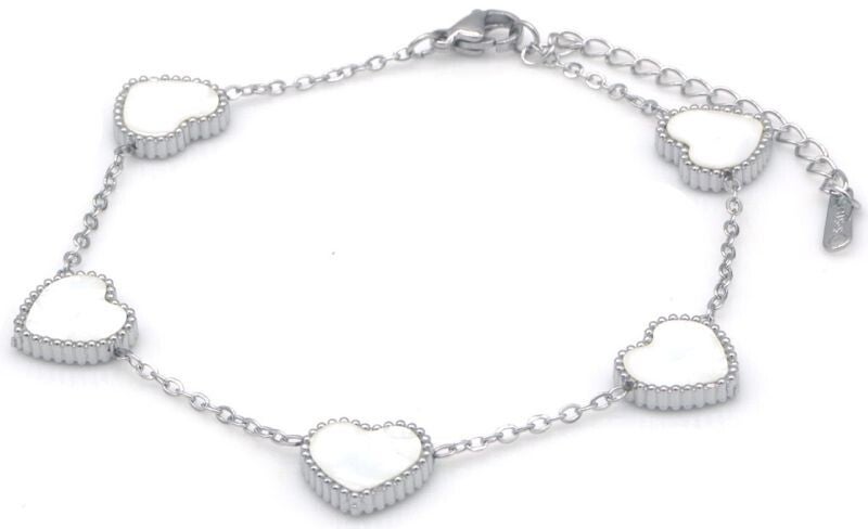 Enkelbandje 'Hearts' - RVS