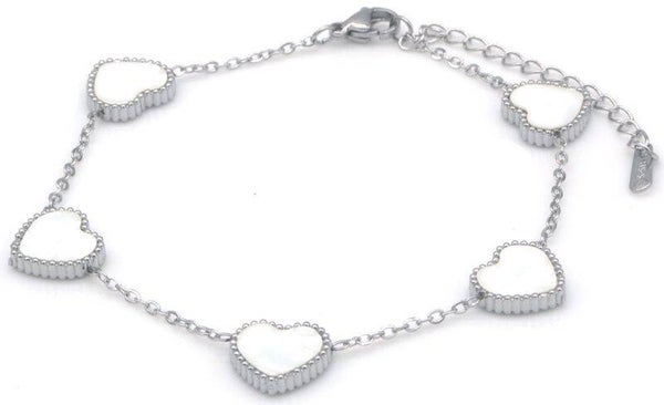 Enkelbandje 'Hearts' - RVS